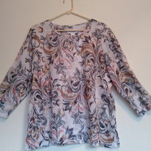 Alfred Dunner NWOT Womens Multi Shades of Brown Floral Print Top Size XL